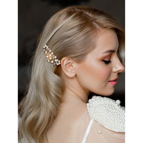 Wedding Hair Comb Pearl Rhinestone Bridal Accessories for Brides and Bridesmaids